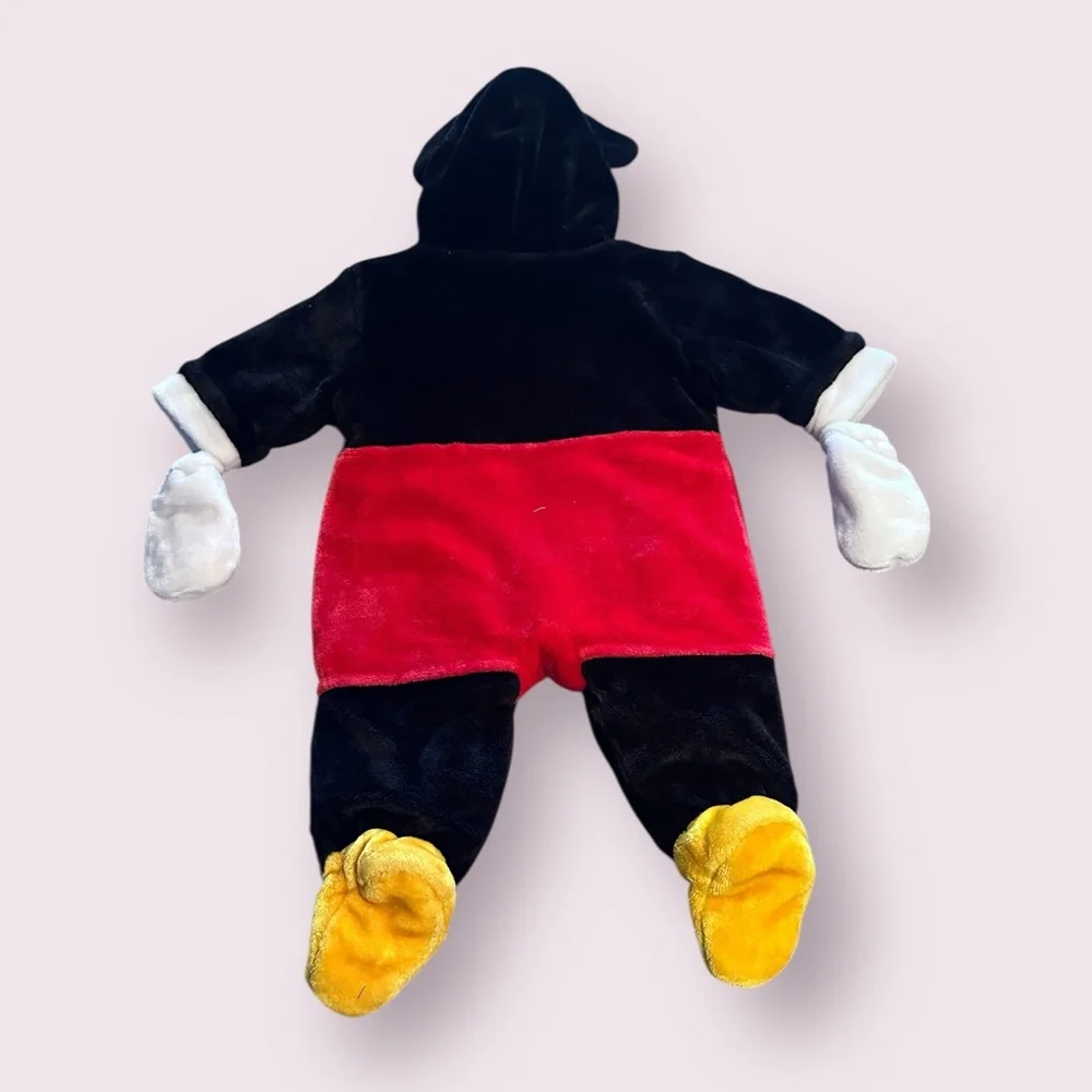 Disney Baby Mickey Mouse Snuggle Suit Heavy Weight Fleece Footies With Gloves